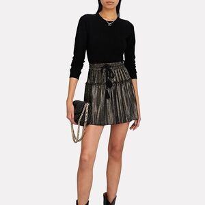 ALC Carter Lurex Plissé Metallic Mini Skirt in Black